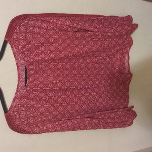 St John's Bay Red lace long sleeve blouse